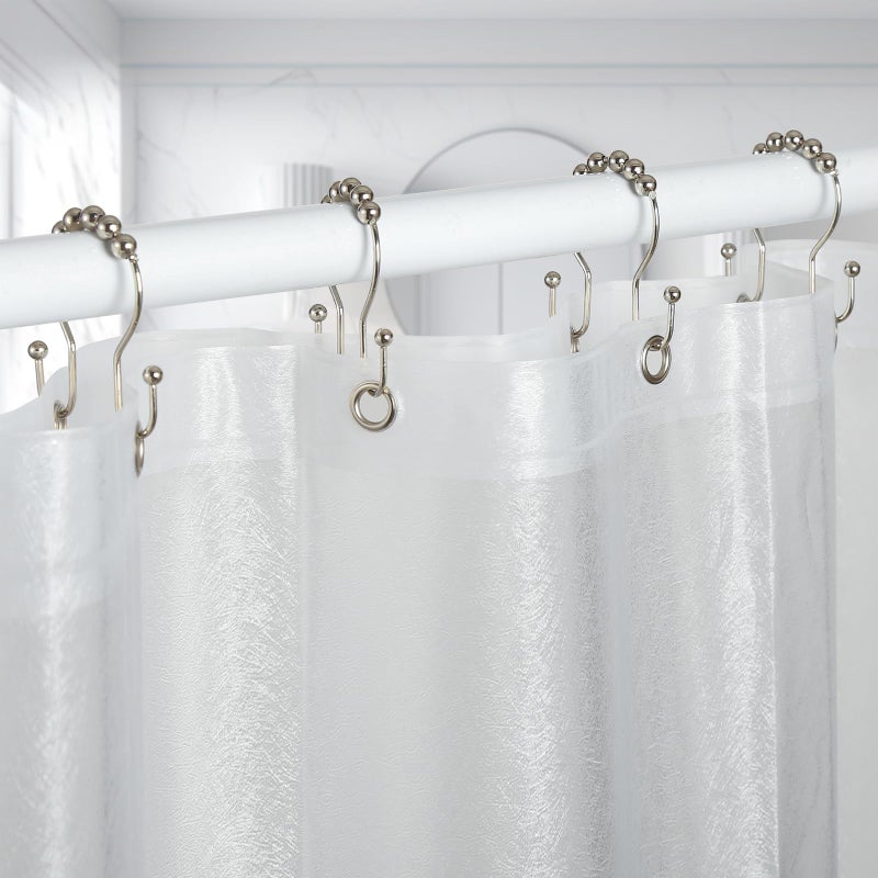 Goowin Shower Curtain Hooks, 12 Pcs Shower Curtain Rings, Stainless Steel Brush Nickel Shower Curtain Hooks Rings Rust Proof, Smooth Sliding Anti-Drop Double Shower Hooks for Shower Curtain (Nickel) - Image 3